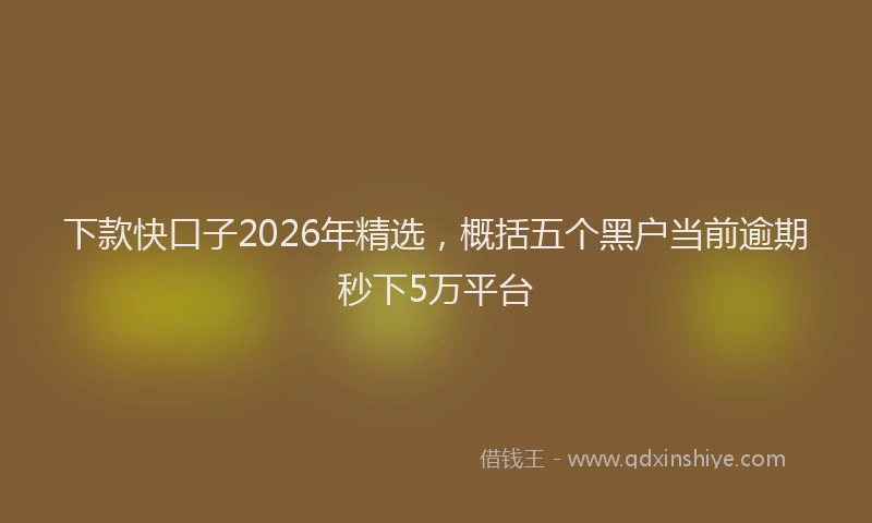 下款快口子2026年精选，概括五个黑户当前逾期秒下5万平台