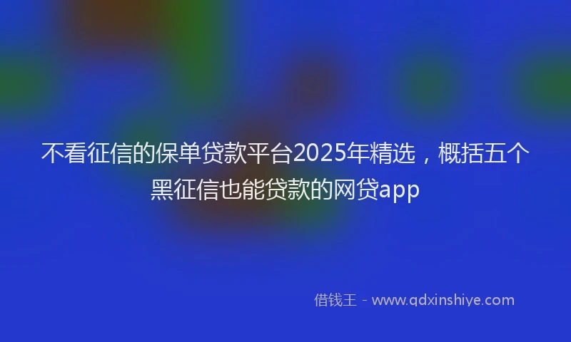 不看征信的保单贷款平台2025年精选，概括五个黑征信也能贷款的网贷app