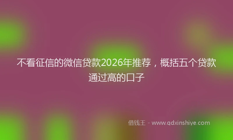 不看征信的微信贷款2026年推荐，概括五个贷款通过高的口子