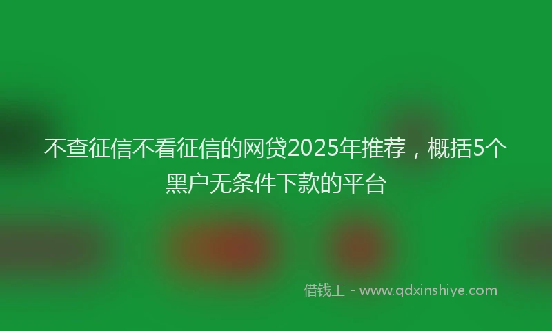 不查征信不看征信的网贷2025年推荐，概括5个黑户无条件下款的平台