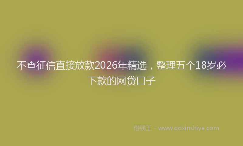 不查征信直接放款2026年精选，整理五个18岁必下款的网贷口子