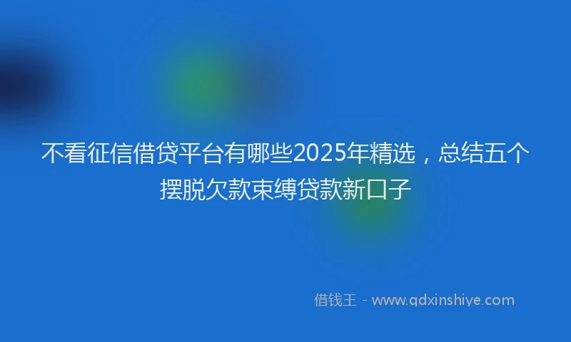 不看征信借贷平台有哪些2025年精选，总结五个摆脱欠款束缚贷款新口子