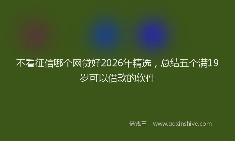不看征信哪个网贷好2026年精选，总结五个满19岁可以借款的软件