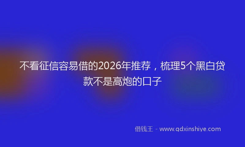 不看征信容易借的2026年推荐，梳理5个黑白贷款不是高炮的口子