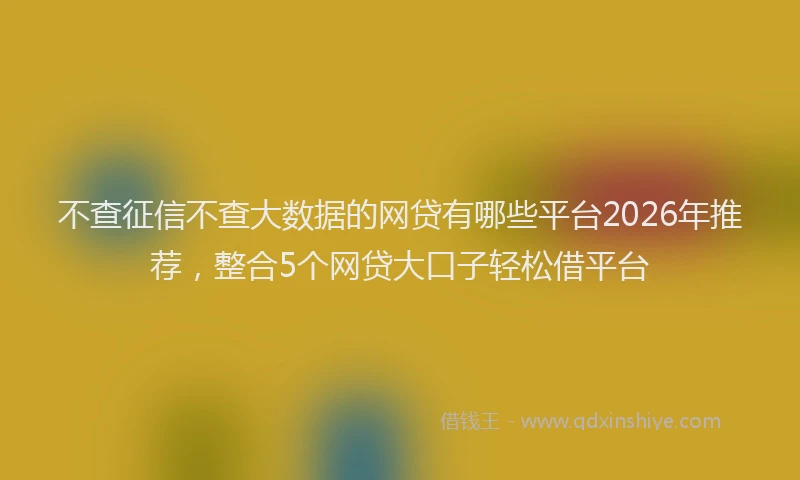 不查征信不查大数据的网贷有哪些平台2026年推荐，整合5个网贷大口子轻松借平台