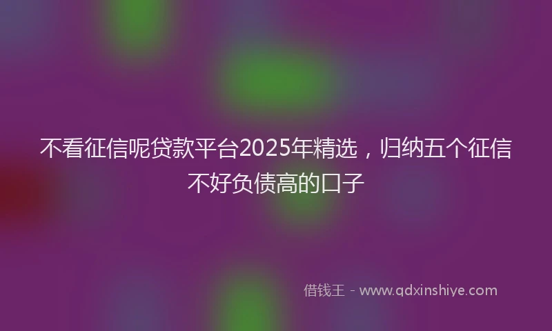 不看征信呢贷款平台2025年精选，归纳五个征信不好负债高的口子