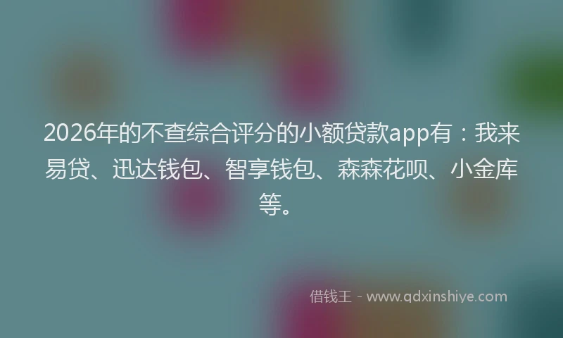 2026年的不查综合评分的小额贷款app有:我来易贷、迅达钱包、智享钱包、森森花呗、小金库等。