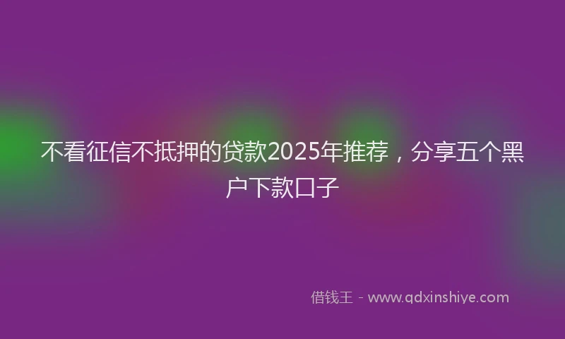 不看征信不抵押的贷款2025年推荐,分享五个黑户下款口子