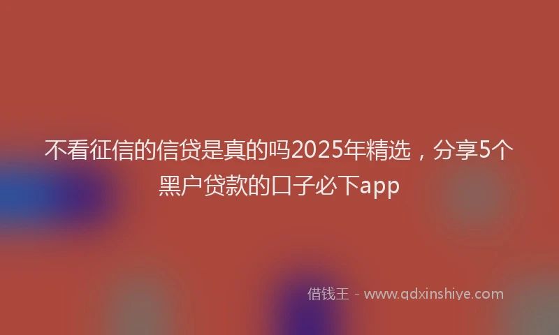 不看征信的信贷是真的吗2025年精选，分享5个黑户贷款的口子必下app