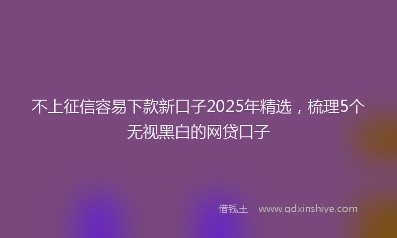 不上征信容易下款新口子2025年精选,梳理5个无视黑白的网贷口子