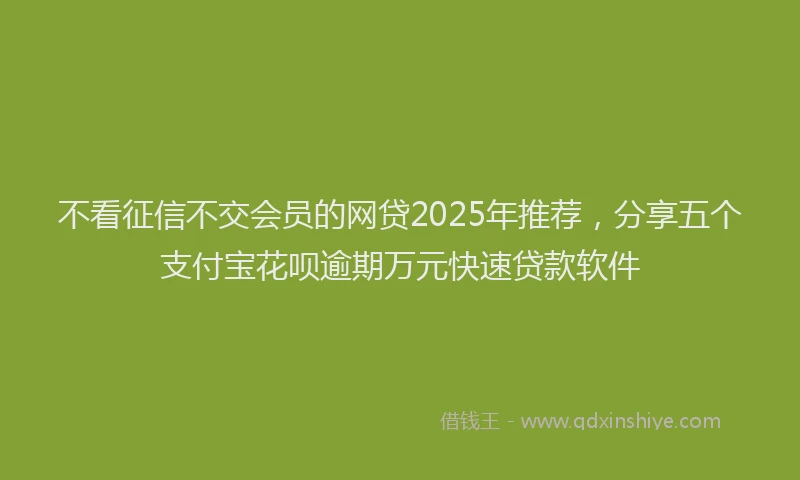 不看征信不交会员的网贷2025年推荐,分享五个支付宝花呗逾期万元快速贷款软件