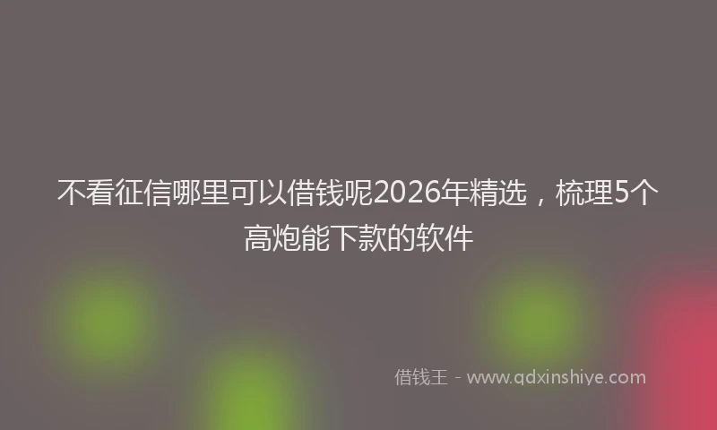 不看征信哪里可以借钱呢2026年精选，梳理5个高炮能下款的软件
