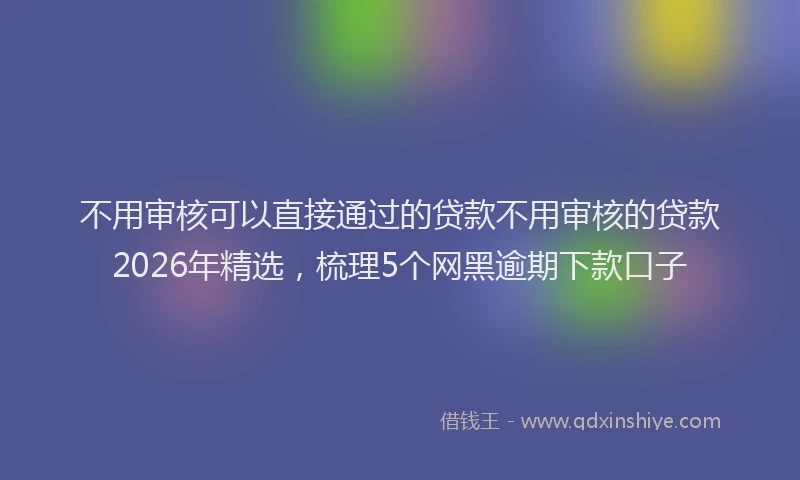不用审核可以直接通过的贷款不用审核的贷款2026年精选，梳理5个网黑逾期下款口子