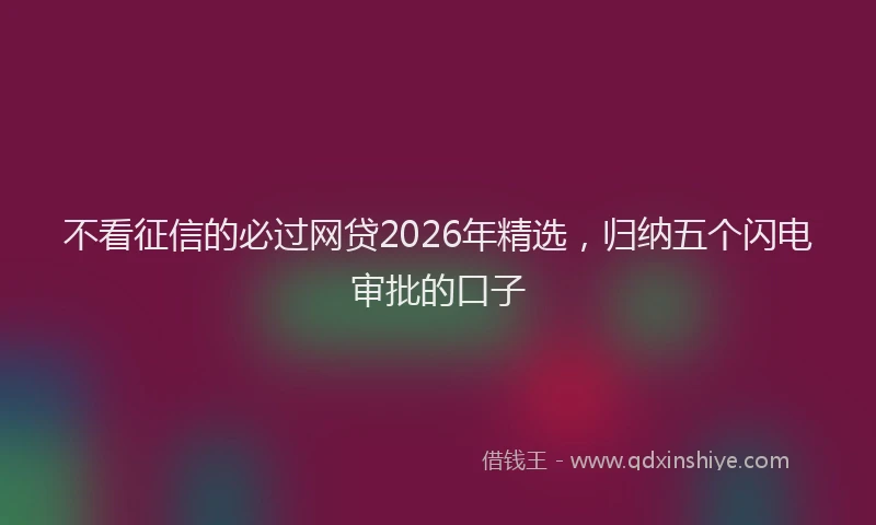 不看征信的必过网贷2026年精选，归纳五个闪电审批的口子
