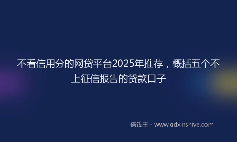 不看信用分的网贷平台2025年推荐,概括五个不上征信报告的贷款口子