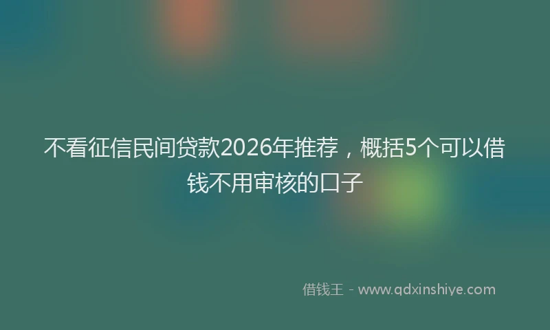 不看征信民间贷款2026年推荐，概括5个可以借钱不用审核的口子