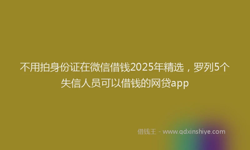不用拍身份证在微信借钱2025年精选,罗列5个失信人员可以借钱的网贷app