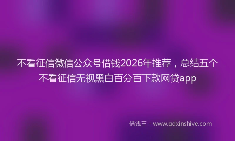 不看征信微信公众号借钱2026年推荐，总结五个不看征信无视黑白百分百下款网贷app