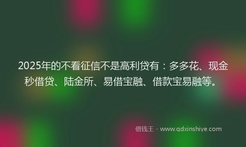 2025年的不看征信不是高利贷有：多多花、现金秒借贷、陆金所、易借宝融、借款宝易融等。