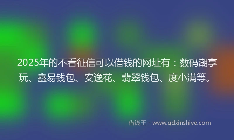 2025年的不看征信可以借钱的网址有：数码潮享玩、鑫易钱包、安逸花、翡翠钱包、度小满等。