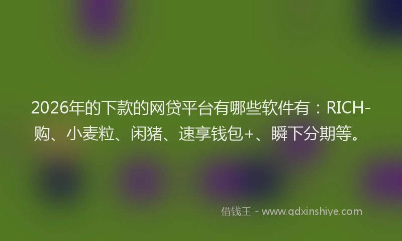 2026年的下款的网贷平台有哪些软件有：RICH-购、小麦粒、闲猪、速享钱包+、瞬下分期等。