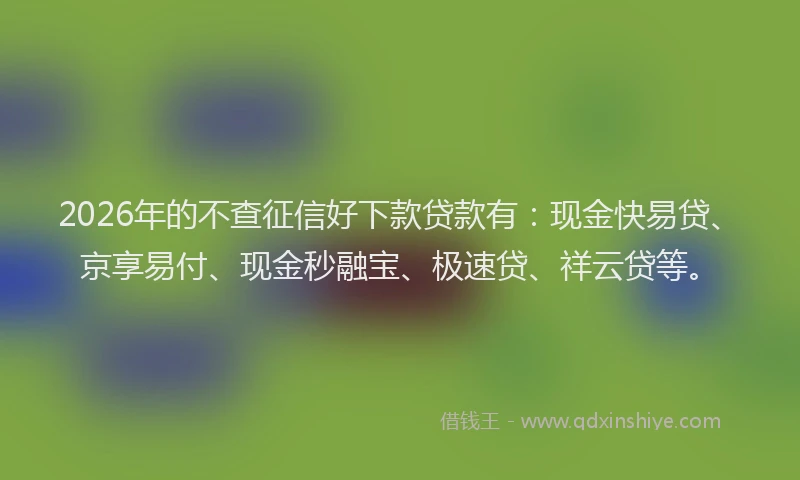 2026年的不查征信好下款贷款有:现金快易贷、京享易付、现金秒融宝、极速贷、祥云贷等。
