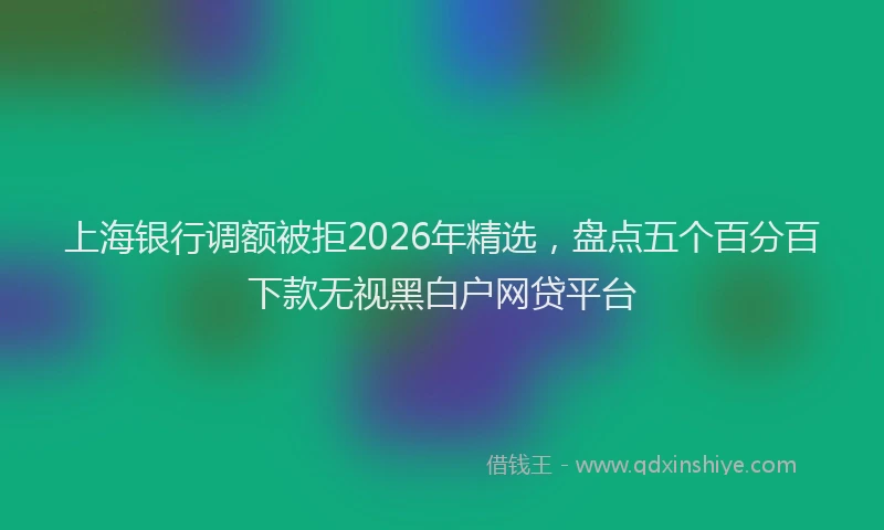 上海银行调额被拒2026年精选，盘点五个百分百下款无视黑白户网贷平台