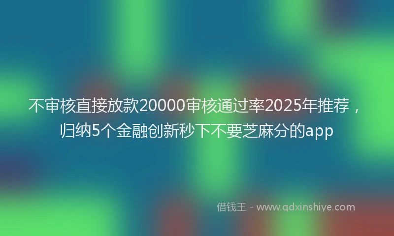 不审核直接放款20000审核通过率2025年推荐，归纳5个金融创新秒下不要芝麻分的app