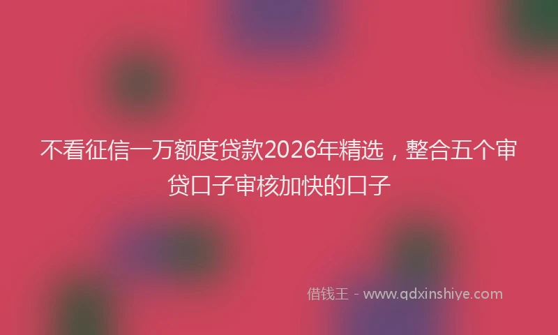 不看征信一万额度贷款2026年精选，整合五个审贷口子审核加快的口子