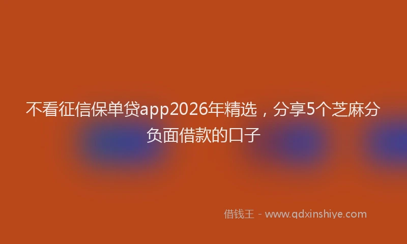 不看征信保单贷app2026年精选，分享5个芝麻分负面借款的口子