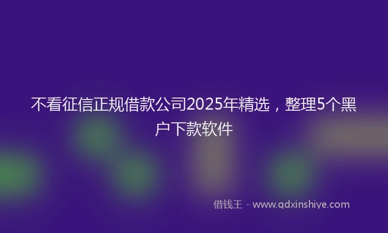 不看征信正规借款公司2025年精选，整理5个黑户下款软件