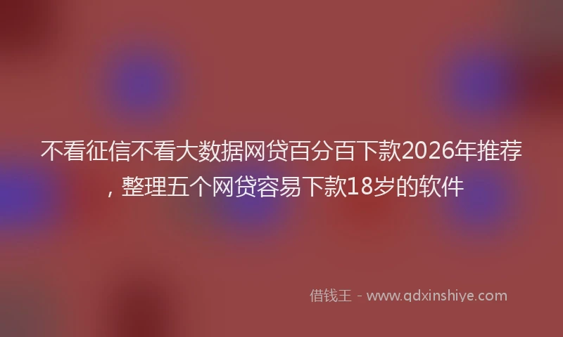 不看征信不看大数据网贷百分百下款2026年推荐,整理五个网贷容易下款18岁的软件