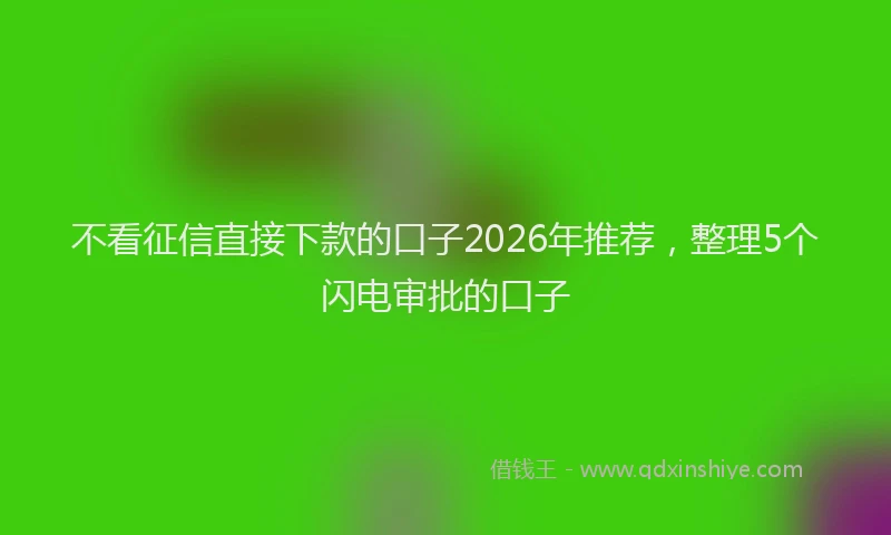不看征信直接下款的口子2026年推荐,整理5个闪电审批的口子