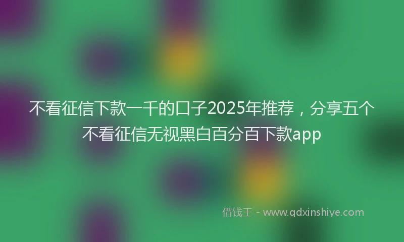 不看征信下款一千的口子2025年推荐，分享五个不看征信无视黑白百分百下款app