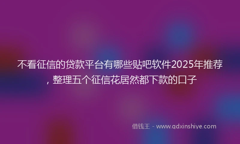 不看征信的贷款平台有哪些贴吧软件2025年推荐，整理五个征信花居然都下款的口子
