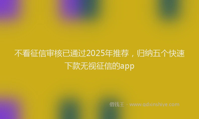 不看征信审核已通过2025年推荐，归纳五个快速下款无视征信的app
