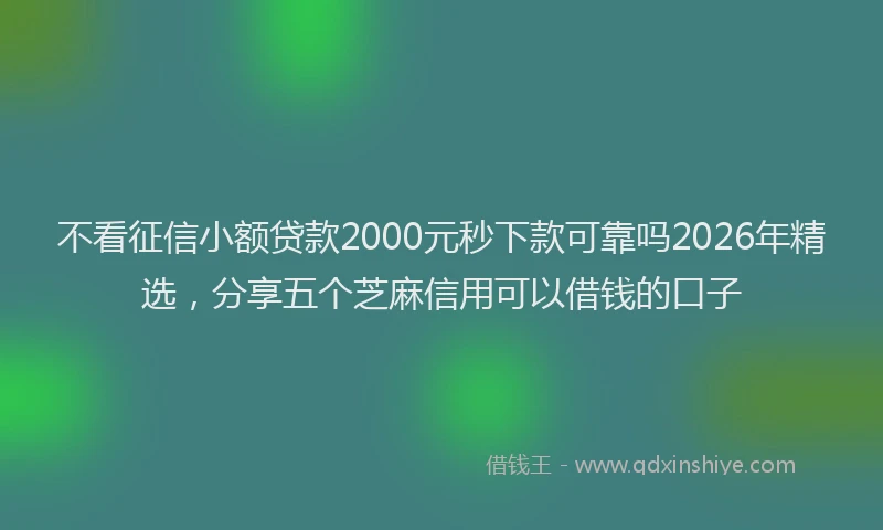 不看征信小额贷款2000元秒下款可靠吗2026年精选,分享五个芝麻信用可以借钱的口子