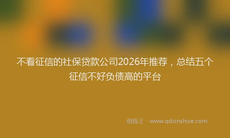 不看征信的社保贷款公司2026年推荐，总结五个征信不好负债高的平台