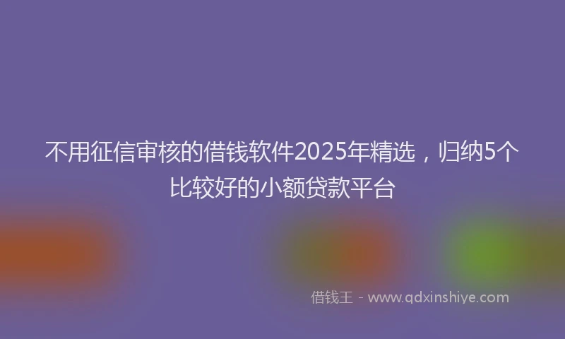 不用征信审核的借钱软件2025年精选，归纳5个比较好的小额贷款平台