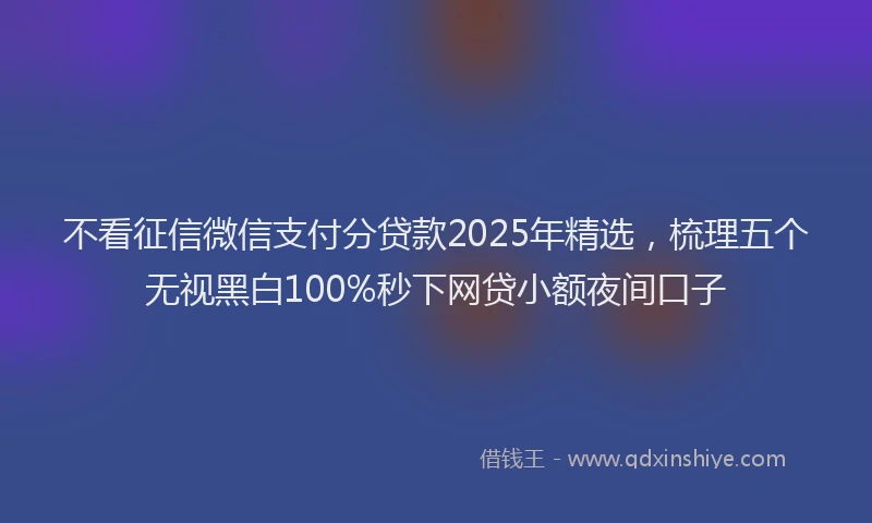 不看征信微信支付分贷款2025年精选，梳理五个无视黑白100%秒下网贷小额夜间口子