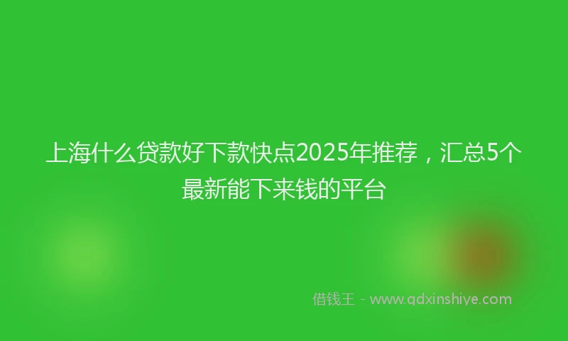 上海什么贷款好下款快点2025年推荐，汇总5个最新能下来钱的平台