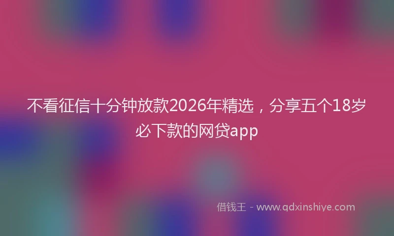 不看征信十分钟放款2026年精选，分享五个18岁必下款的网贷app