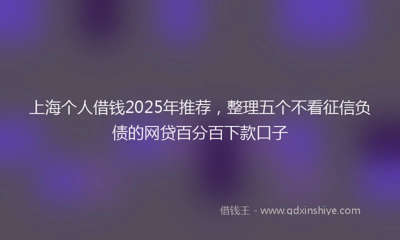 上海个人借钱2025年推荐，整理五个不看征信负债的网贷百分百下款口子