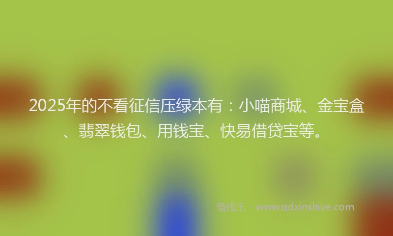 2025年的不看征信压绿本有：小喵商城、金宝盒、翡翠钱包、用钱宝、快易借贷宝等。