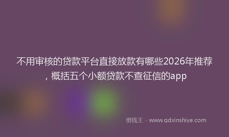 不用审核的贷款平台直接放款有哪些2026年推荐，概括五个小额贷款不查征信的app