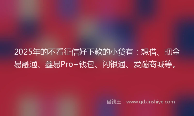 2025年的不看征信好下款的小贷有：想借、现金易融通、鑫易Pro+钱包、闪银通、爱蹦商城等。
