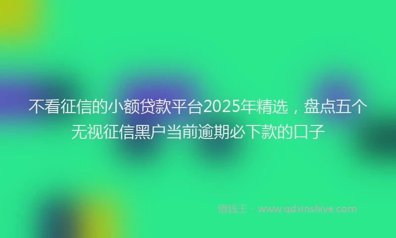 不看征信的小额贷款平台2025年精选，盘点五个无视征信黑户当前逾期必下款的口子
