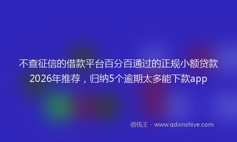 不查征信的借款平台百分百通过的正规小额贷款2026年推荐，归纳5个逾期太多能下款app
