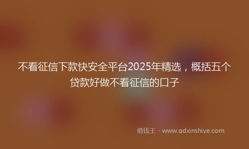 不看征信下款快安全平台2025年精选,概括五个贷款好做不看征信的口子
