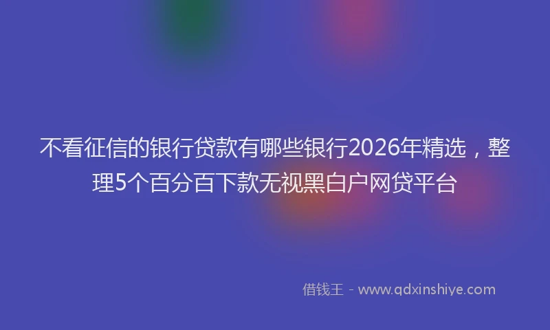 不看征信的银行贷款有哪些银行2026年精选,整理5个百分百下款无视黑白户网贷平台